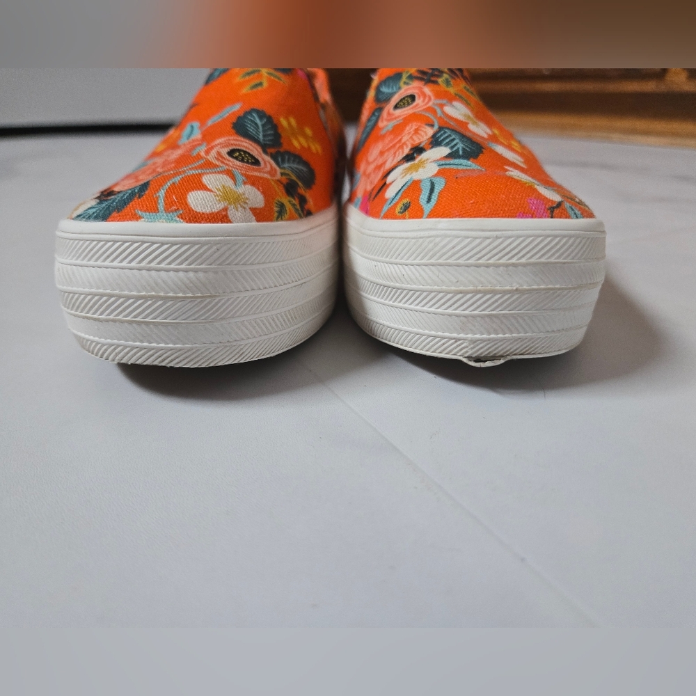 Keds x Rifle Paper Company Orange Floral Slip On Shoe Size 6 - Picture 2 of 7